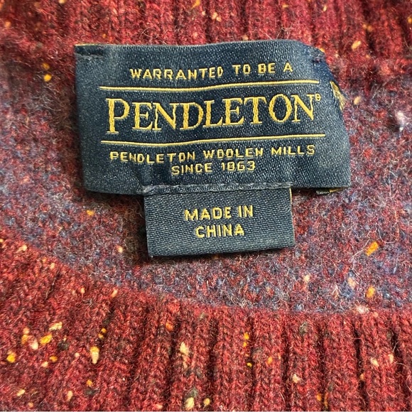 Pendleton Wool Adobe Bricks Crewneck Sweater Southwest Maroon Medium - Picture 5 of 5